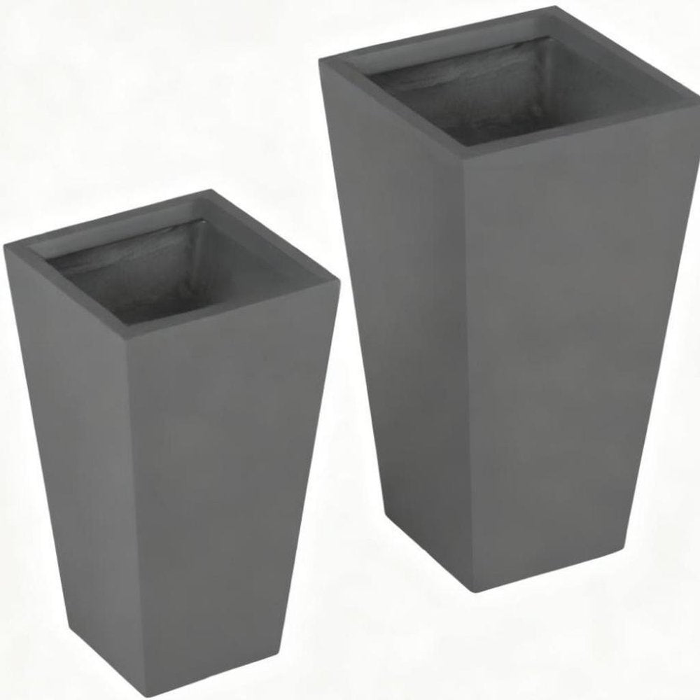 Set of Two Light Gray Magnesium Oxide Rectangular Planter Box