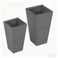 Set of Two Light Gray Magnesium Oxide Rectangular Planter Box on a white background