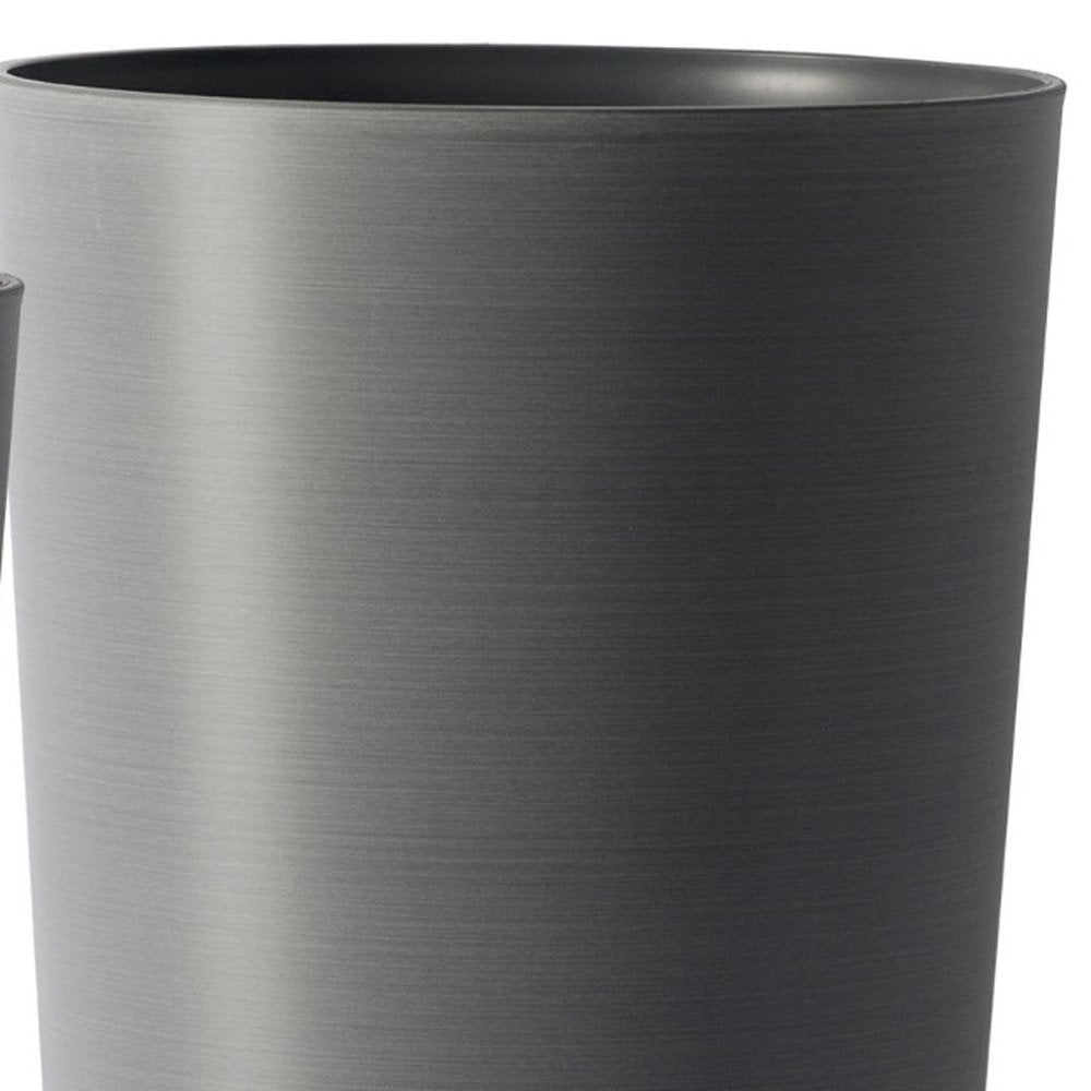 Set of Two Light Gray Heavy Duty Plastic Cylindrical Planter Pots
