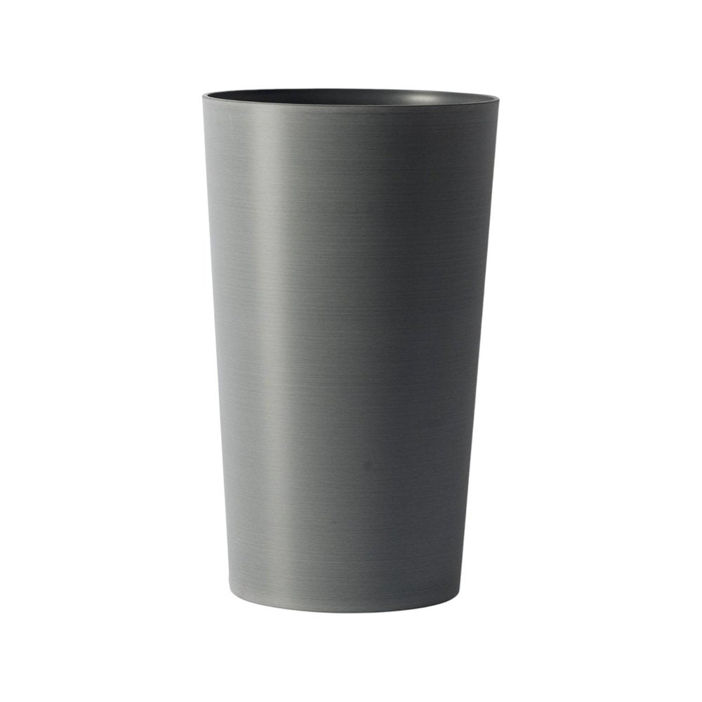 Set of Two Light Gray Heavy Duty Plastic Cylindrical Planter Pots on a white background