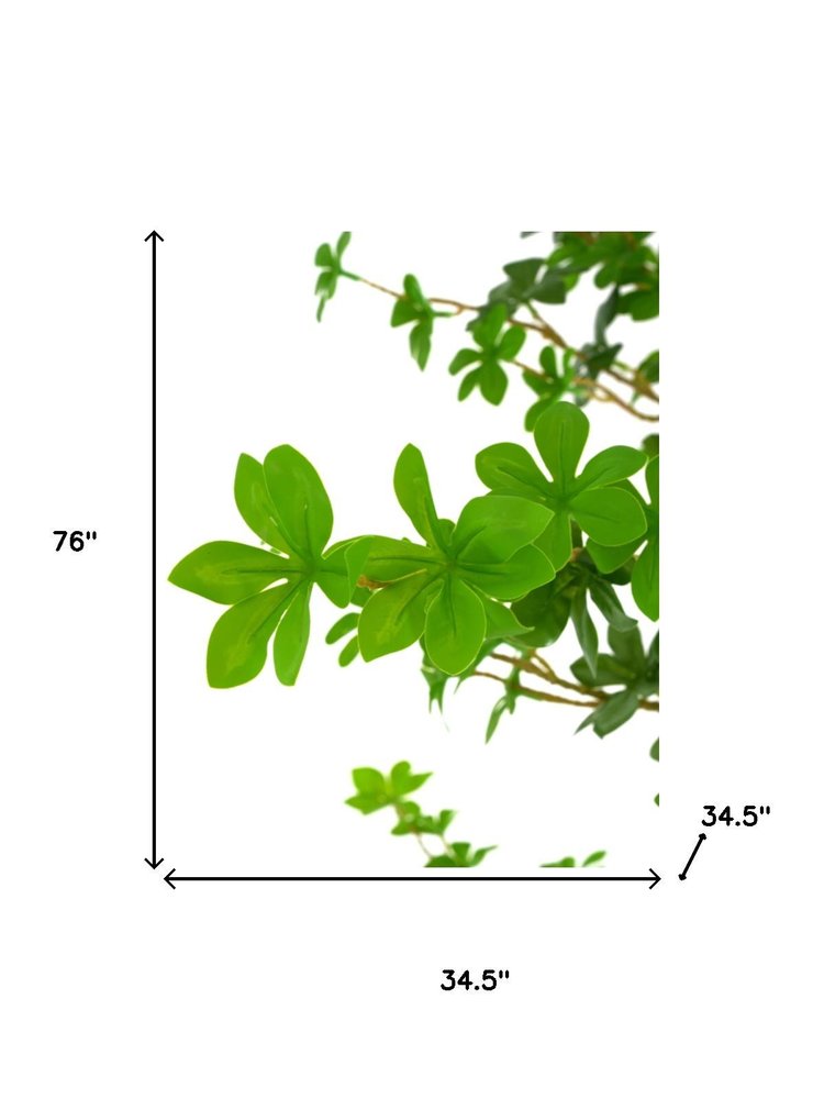 76" Green Artificial In Cylindrical Black Pot on a white background