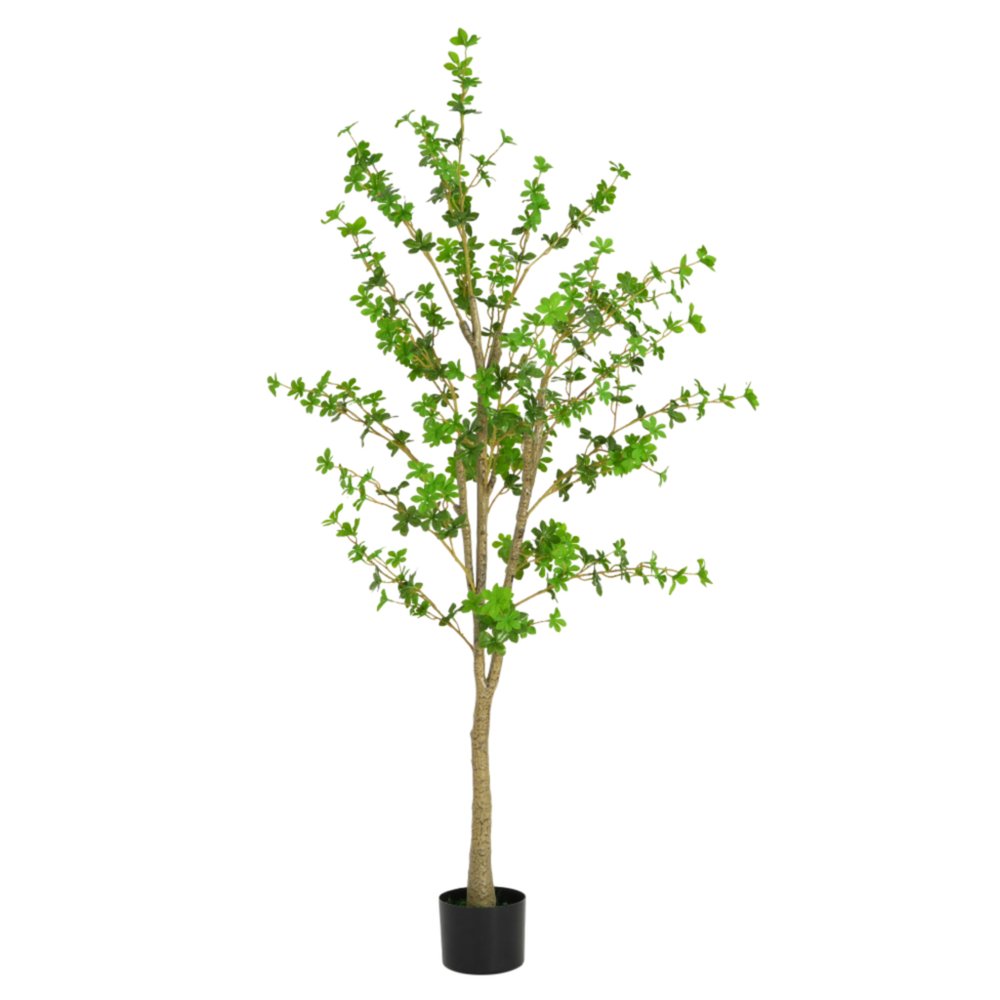 76" Green Artificial In Cylindrical Black Pot