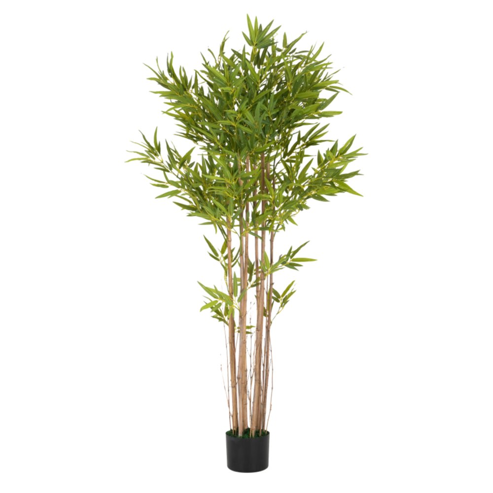 70" Green Artificial Bamboo Tree In Cylindrical Black Pot