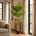 70" Green Artificial Bamboo Tree In Cylindrical Black Pot