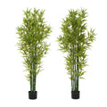 Set of Two 72" Green Artificial Bamboo Tree In Cylindrical Black Pot on a white background