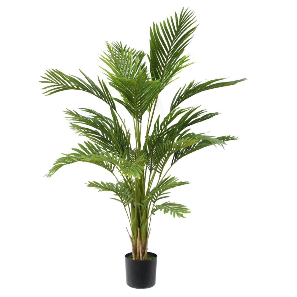 71" Green Artificial Palm Tree In Cylindrical Black Pot on a white background