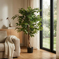 47" Green Artificial Ficus Tree In Cylindrical Black Pot