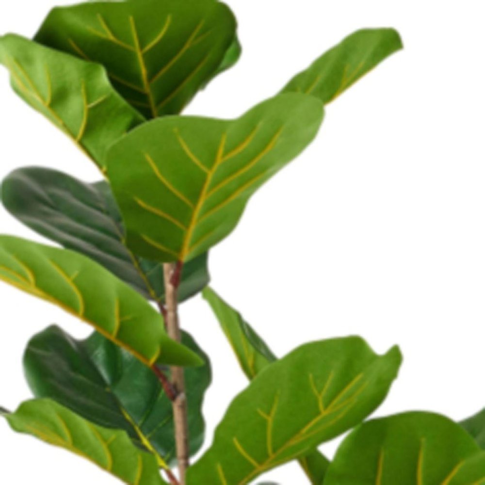 59" Green Artificial Fiddle Leaf Tree In Cylindrical Black Pot