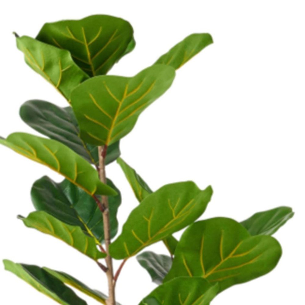 59" Green Artificial Fiddle Leaf Tree In Cylindrical Black Pot