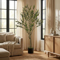 59" Green Artificial Olive Tree In Cylindrical Black Pot