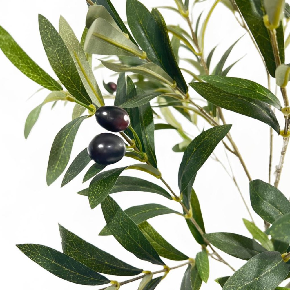 59" Green Artificial Olive Tree In Cylindrical Black Pot