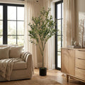 71" Green Artificial Olive Tree In Cylindrical Black Pot