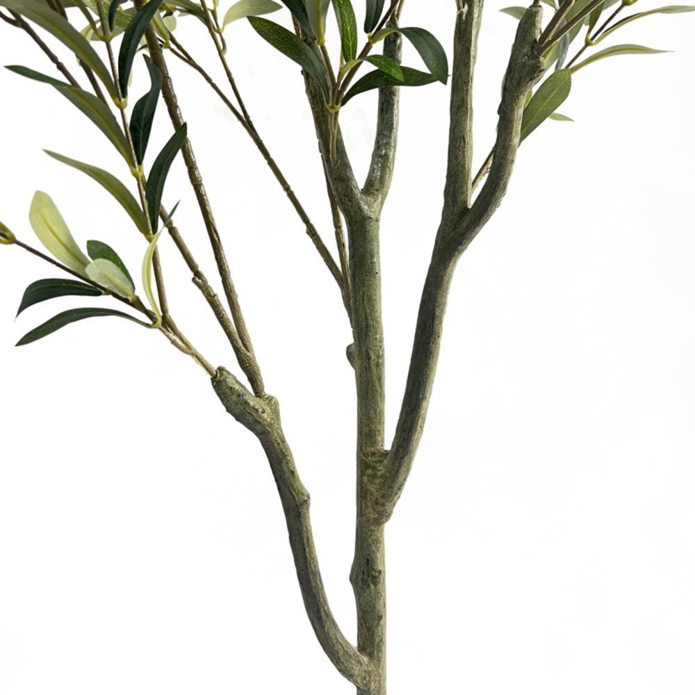 71" Green Artificial Olive Tree In Cylindrical Black Pot