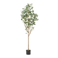 71" Green Artificial Eucalyptus Tree In Cylindrical Black Pot on a white background