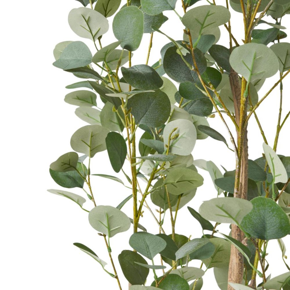 71" Green Artificial Eucalyptus Tree In Cylindrical Black Pot