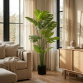 57" Green Artificial In Cylindrical Black Pot