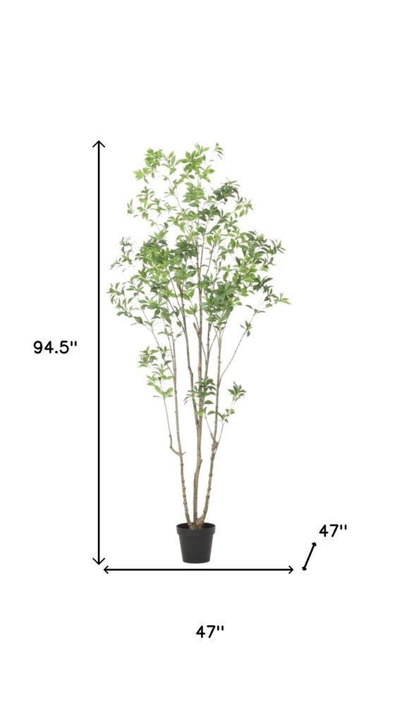 95" Green Artificial In Cylindrical Black Pot