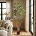95" Green Artificial In Cylindrical Black Pot