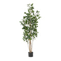 71" Green Artificial In Cylindrical Black Pot on a white background