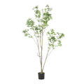 83" Green Artificial In Cylindrical Black Pot on a white background