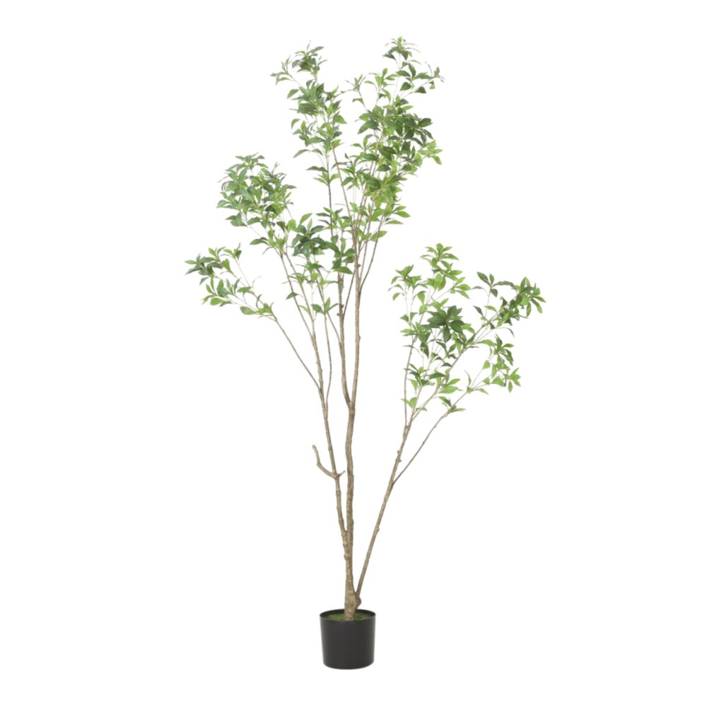 83" Green Artificial In Cylindrical Black Pot