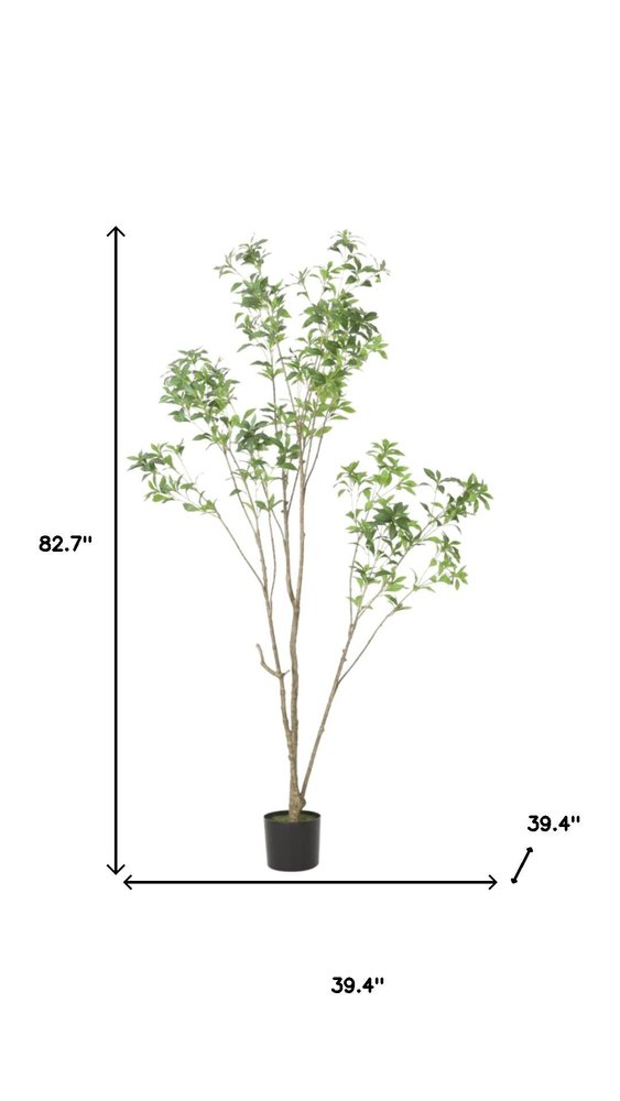 83" Green Artificial In Cylindrical Black Pot