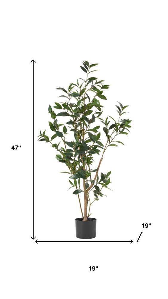 47" Green Artificial In Cylindrical Black Pot - 47.00" H x 19.00" W x 19.00" D