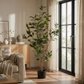 47" Green Artificial In Cylindrical Black Pot