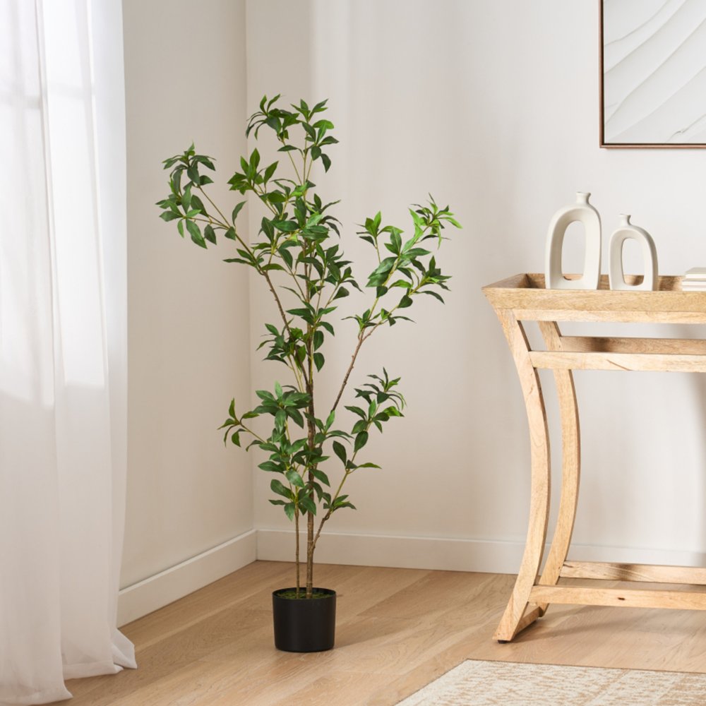 47" Green Artificial In Cylindrical Black Pot - 47.20" H x 19.70" W x 19.70" D