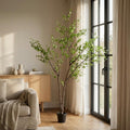 118" Green Artificial In Cylindrical Black Pot