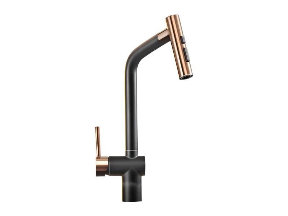 5" Black Stainless Steel Bar Faucet. Kitchen faucet isolated on a plain white background, in a black metal finish.