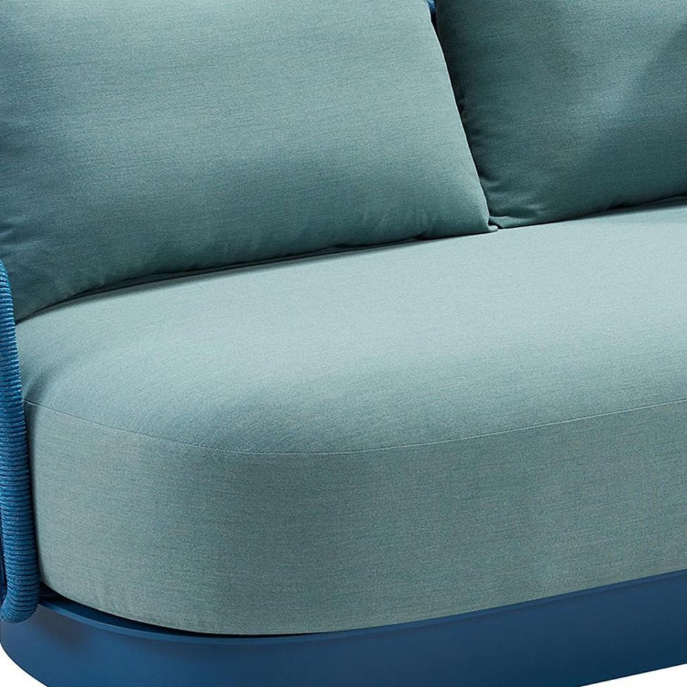 73" Green Metal Patio Sofa with Toss Pillows