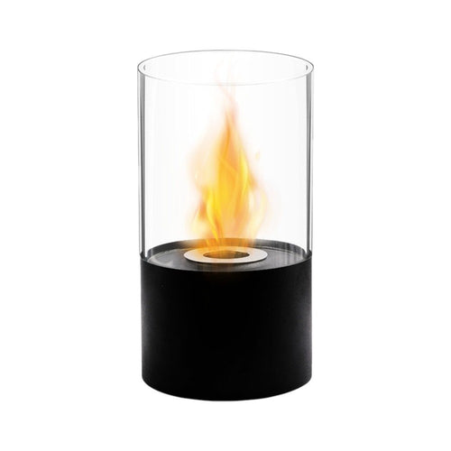 12" Black And Clear Metal And Glass BioEthanol Portable Tabletop Firepit