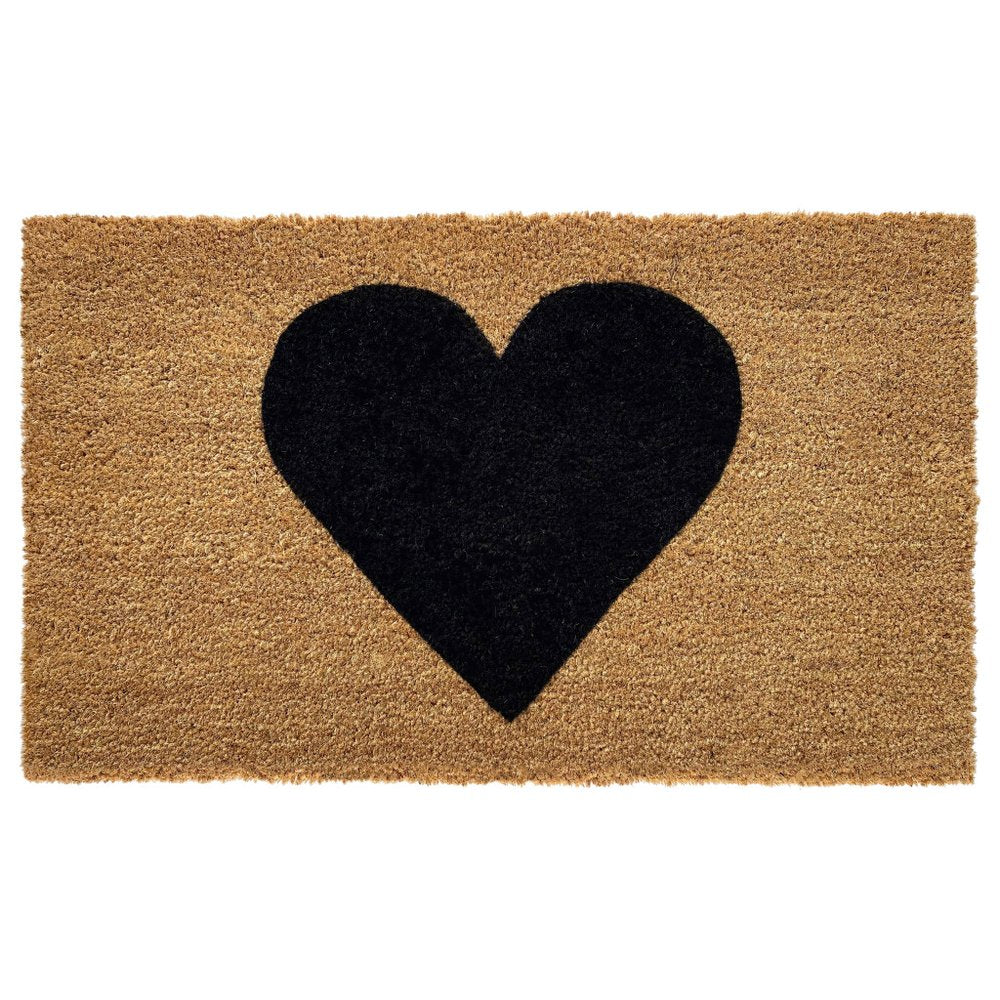 36" X 72" Brown And Black Heart Outdoor Coir Door Mat