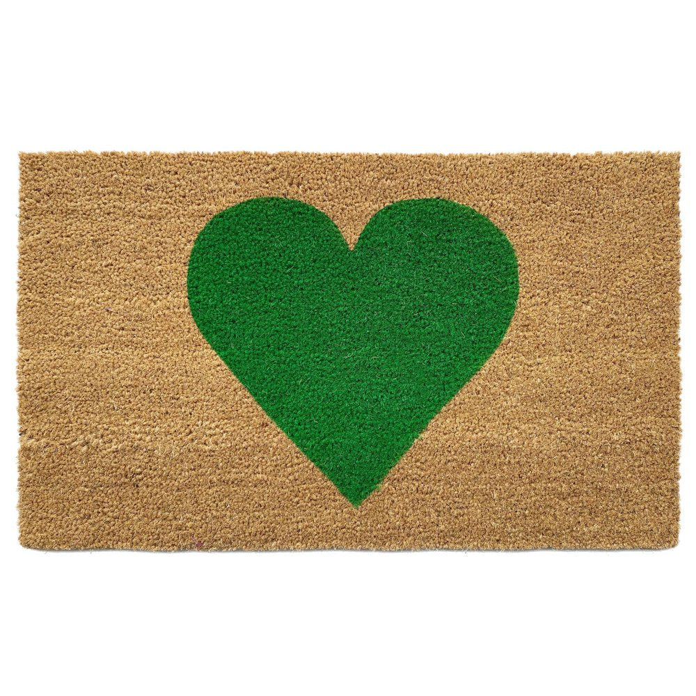 36" X 72" Brown And Green Heart Outdoor Coir Door Mat