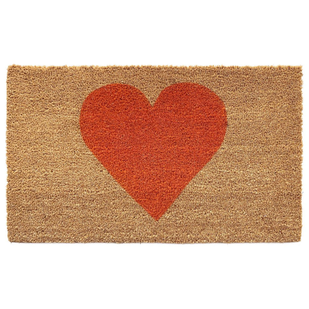 36" X 72" Brown And Orange Heart Outdoor Coir Door Mat