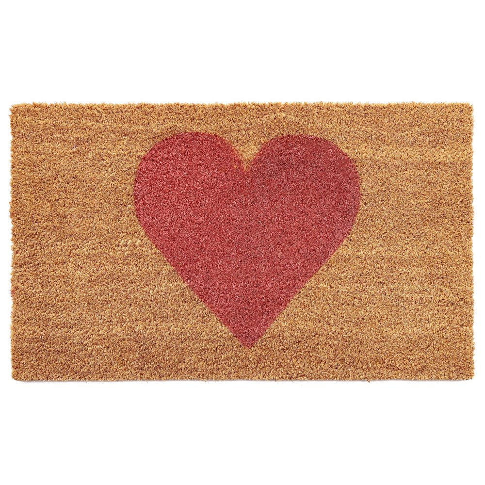 36" X 72" Brown And Pink Heart Outdoor Coir Door Mat