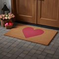 36" X 72" Brown And Pink Heart Outdoor Coir Door Mat