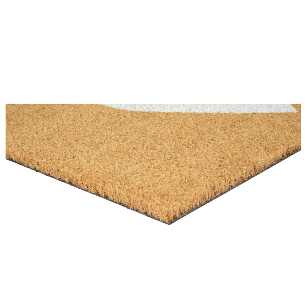36" X 72" Brown And White Heart Outdoor Coir Door Mat