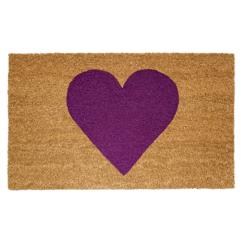 36" X 72" Brown And Purple Heart Outdoor Coir Door Mat