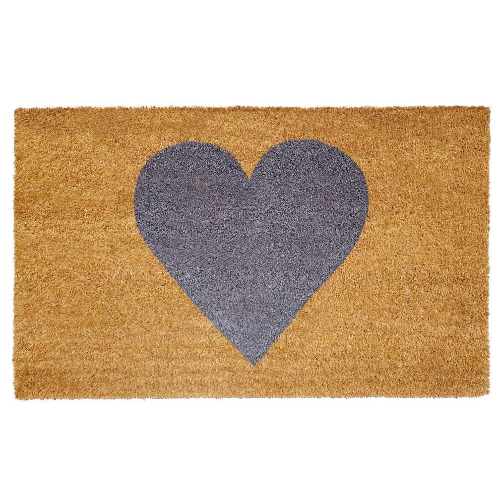 36" X 72" Brown And Gray Heart Outdoor Coir Door Mat