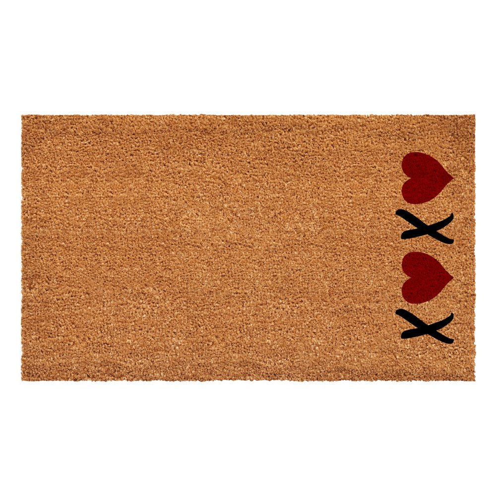 36" X 72" Brown Red And Black XOXO Outdoor Coir Door Mat