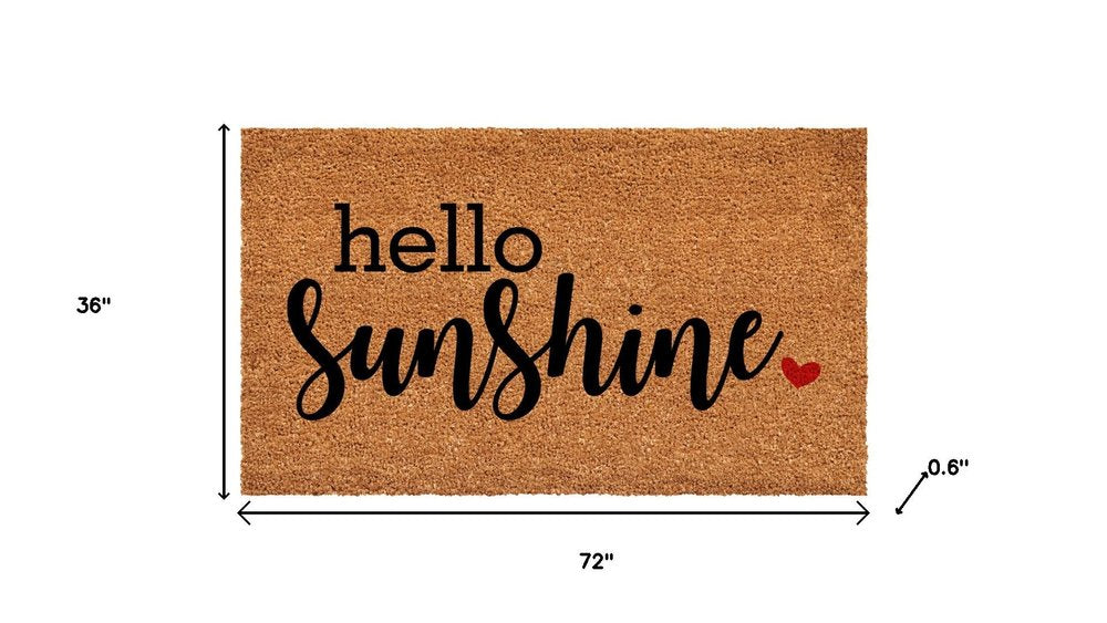 36" X 72" Brown And Black Hello Sunshine Outdoor Coir Door Mat