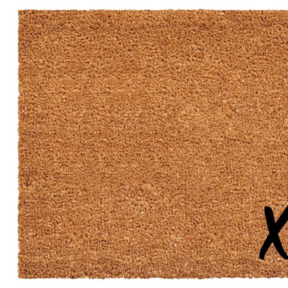 36" X 72" Brown Black And Red Valentine's Day Heart XOXO Outdoor Coir Door Mat