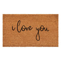 36" X 72" Brown Red And Black Love You Outdoor Coir Door Mat. Doormat isolated on a plain white background, showing its brown color.