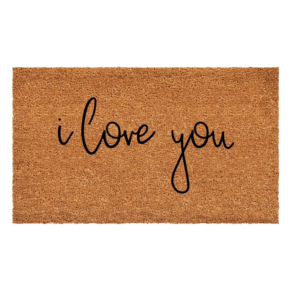 36" X 72" Brown Red And Black Love You Outdoor Coir Door Mat