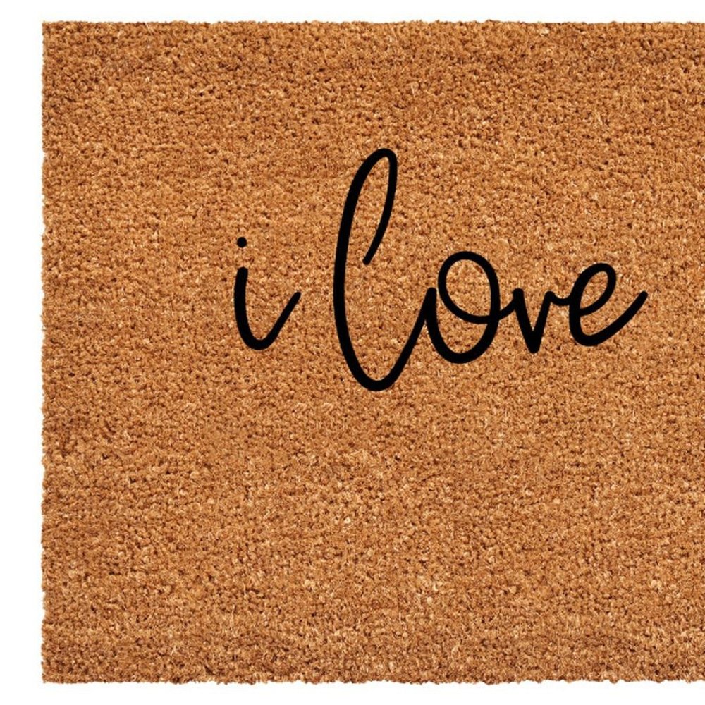 36" X 72" Brown Red And Black Love You Outdoor Coir Door Mat