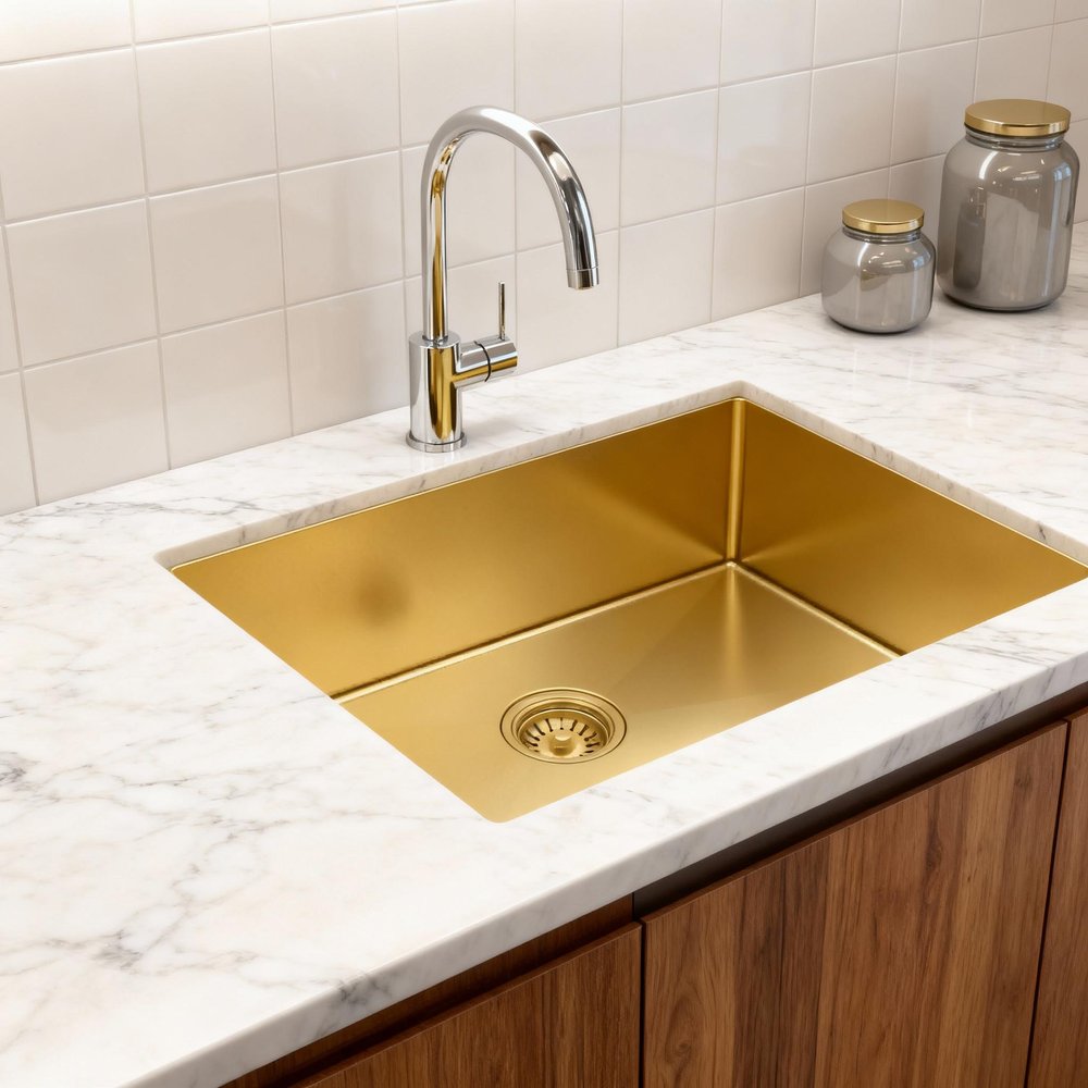 10" X 27" Gold Stainless Steel Undermount Kitchen Sink.