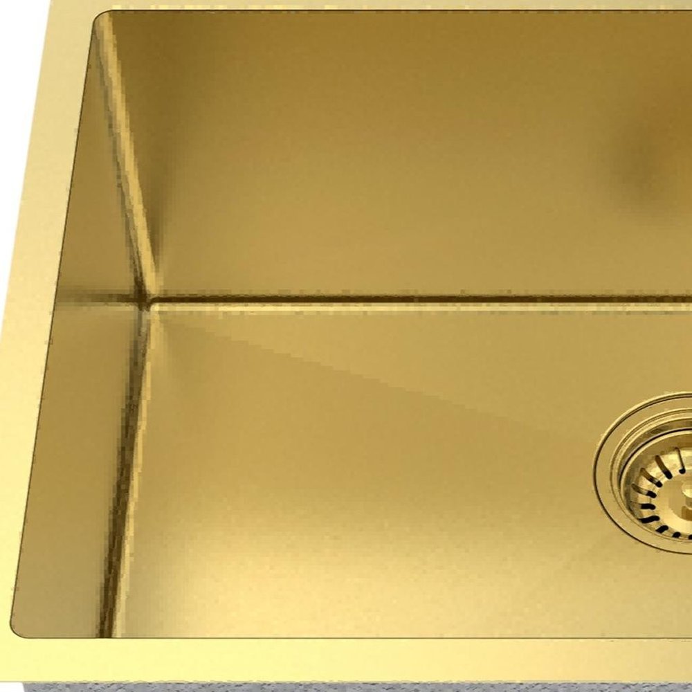 10" X 27" Gold Stainless Steel Undermount Kitchen Sink. Kitchen & utility sink in gold metal.