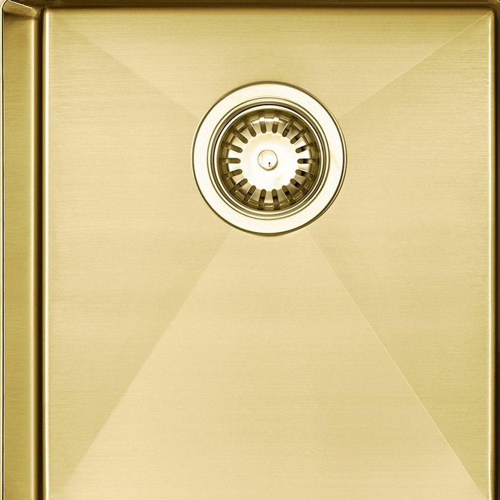 10" X 33" Gold Stainless Steel Undermount Kitchen Sink - SKU 719942. Kitchen & utility sink in gold metal.